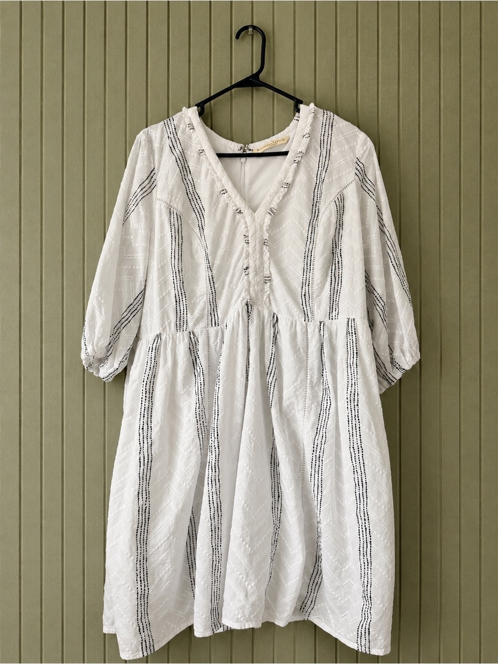 Cotton 100% Wayward Fancies eShakti White Black Eyelet Embroidered Boho Dress
